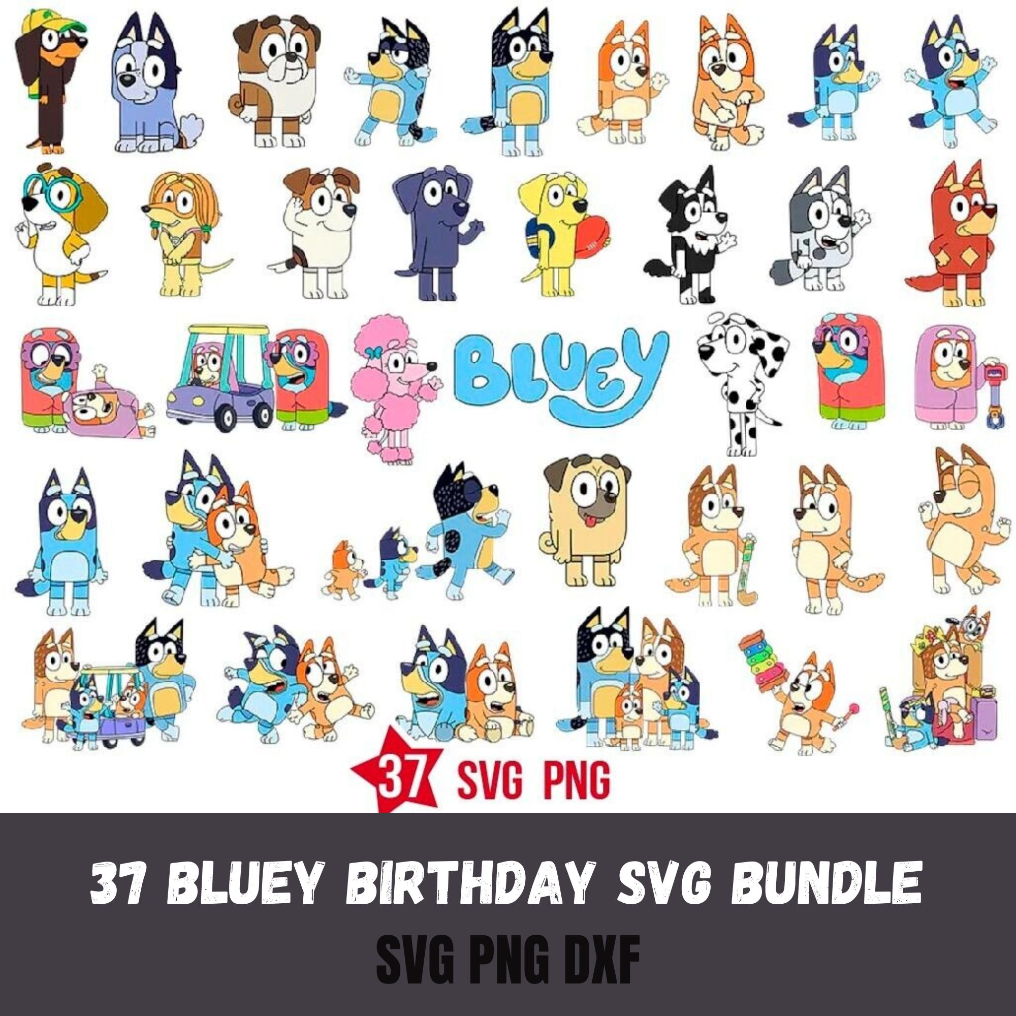 37 Bluey Birthday SVG Bundle, SVG for Cricut, Cricut Explore – Digital ...